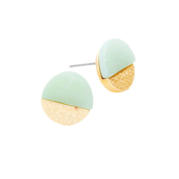 Mint Half Semi Precious Stone Detail Circle Stud Earrings Stone Earrings; ultra-chic stone earrings will take your look up a notch, versatile enough for wearing straight through the week, lightweight for all-day wear. Great Birthday Gift, Graduation Gift, Thank you Gift, Stone Earrings, Anniversary Gift, Just Because Gift