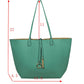 Mint Reversible Supersoft Vegan Leather Tote Handbag flips inside-out, a roomy main compartment, inside pouch w/strap, multiplies your styling options & keeps you organized on the go. Soft structured base can carry everything you need & become your favorite bag of all times. Chic & reliable, great gift for any occasion.