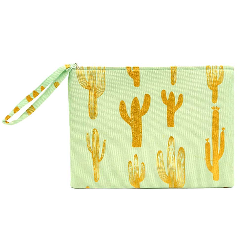 Mint Metallic Cactus Patterned Pouch Clutch Bag. Take your love for statement accessorizing to a new level of affection with these Pouch Clutch Bag! Highlight your appearance, grasp everyone's eye in your party. Perfect gift on Christmas, Valentine's Day, Anniversaries as well as birthday for your beloved ones.