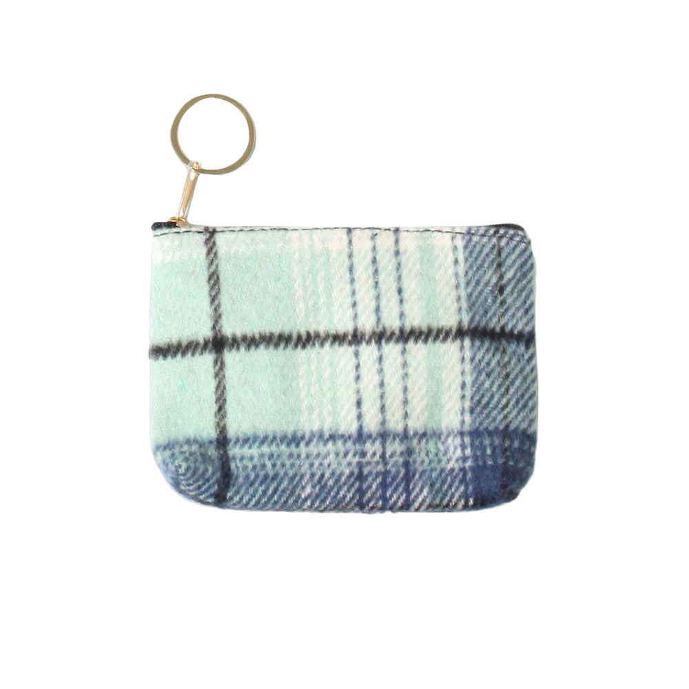 Mint Plaid Check Coin Card Purse, is light and simple yet beautiful. Perfect for carrying makeup, money, credit cards, keys, or coins. It comes with a wristlet for easy carrying. Put it in your bag and find it quickly with its catchy colors. Absolutely perfect for running small errands while keeping your hands free. Nice gift for birthdays, holidays, Christmas, new year, etc.