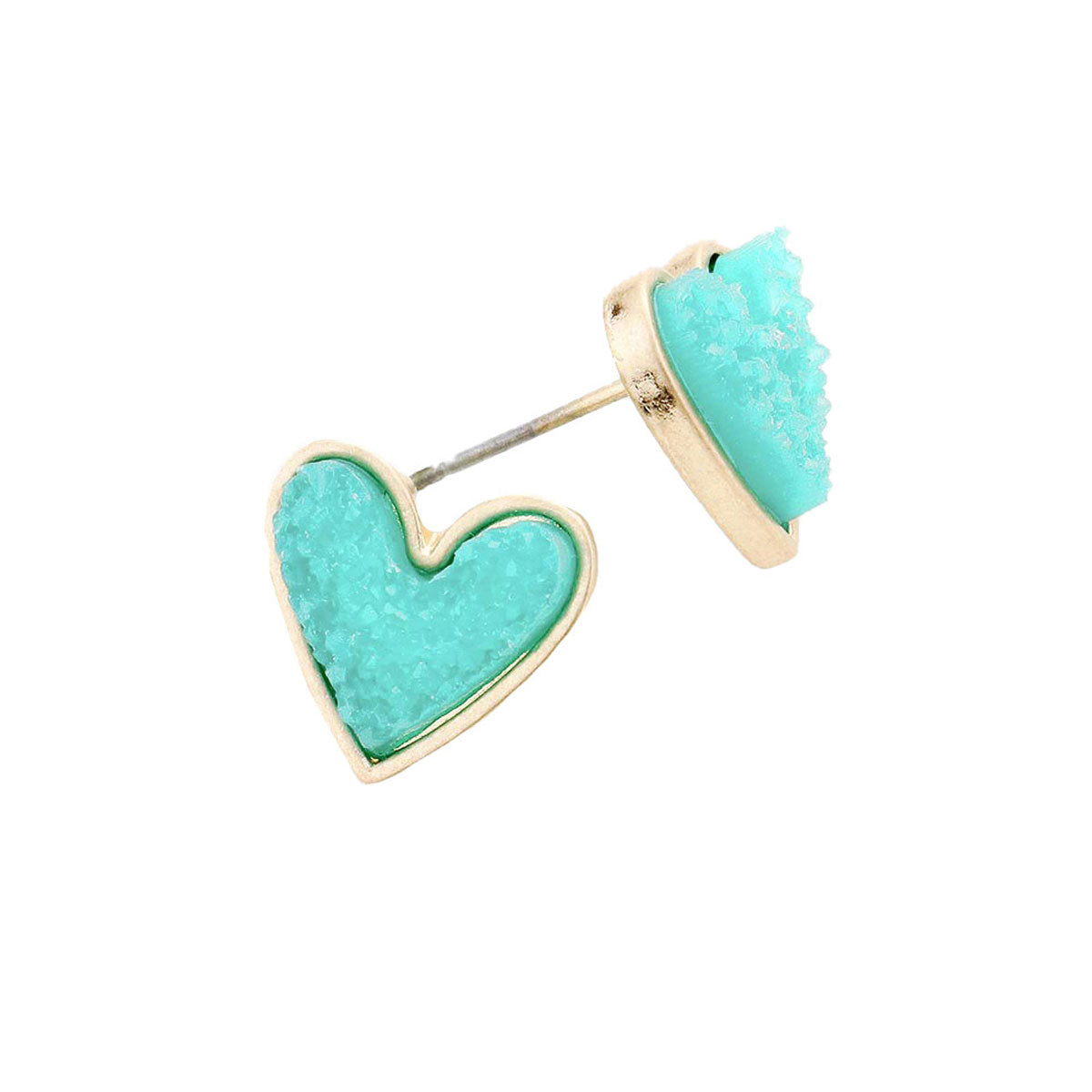 Mint Trendy Fashionable Druzy Heart Stud Earrings, put on a pop of color to complete your ensemble. Perfect for adding just the right amount of shimmer & shine and a touch of class to special events. Perfect Birthday Gift, Anniversary Gift, Mother's Day Gift, Graduation Gift.