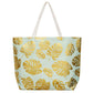 Mint Tropical Leaves Foil Beach Bag, Show your trendy side with this awesome Flower & Leaf beach tote bag. Spacious enough for carrying any and all of your seaside essentials. The soft rope straps really helps carrying this shoulder bag comfortably. Folds flat for easy packing. Perfect as a beach bag to carry foods, drinks, big beach blanket, towels, swimsuit, toys, flip flops, sun screen and more.
