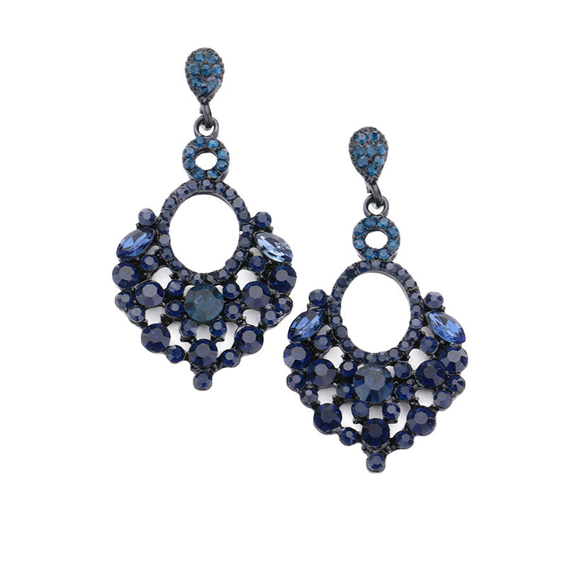 Montana Blue Marquise Crystal Chandelier Statement Evening Earrings, put on a pop of color to complete your ensemble. Perfect for adding just the right amount of shimmer & shine and a touch of class to special events. Perfect Birthday Gift, Anniversary Gift, Mother's Day Gift, Graduation Gift.