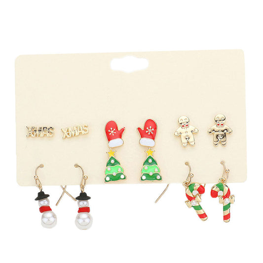 Multi 6 Pairs Christmas Stud Earrings, elegance and cuteness becomes you in these lightweight and playful, shiny glamorous Christmas earrings, get into the Christmas spirit with these gorgeous handcrafted Christmas earrings, they will dangle on your earlobes & bring a smile to those who look at you. Perfect Gift December Birthdays, Christmas, Stocking Stuffers, Secret Santa, BFF, etc. 