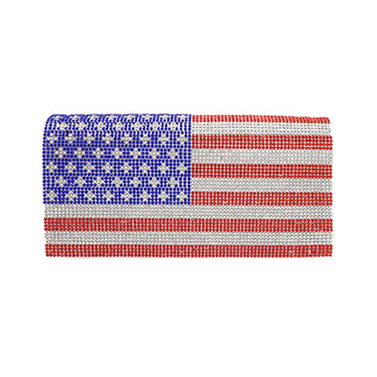 Multi Bling American USA Flag Evening Clutch Crossbody Bag, This high-quality Crossbody Clutch Bag is both unique and stylish. Perfect for money, credit cards, coins, and many more things, light and gorgeous. Show your love and Patriotic for our country with this sweet USA flag-style American Flag evening crossbody bag.