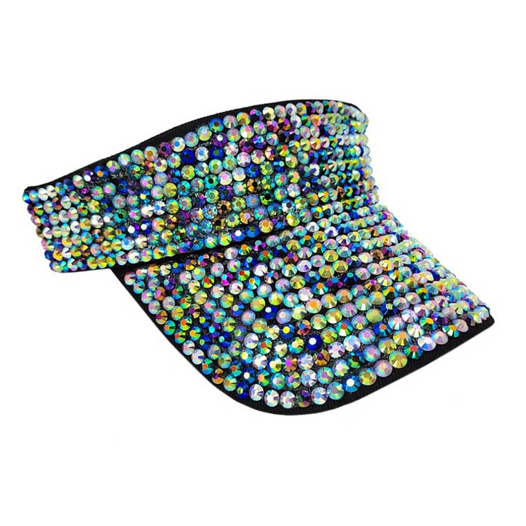 Multi Bling Studded Visor Hat, Keep your styles on even when you are relaxing at the pool or playing at the beach. Large, comfortable, and perfect for keeping the sun off of your face, neck, and shoulders. Perfect summer, beach accessory. Ideal for travelers who are on vacation or just spending some time in the great outdoors. Also suit for hip-hop dancing, rock, and punk styles.