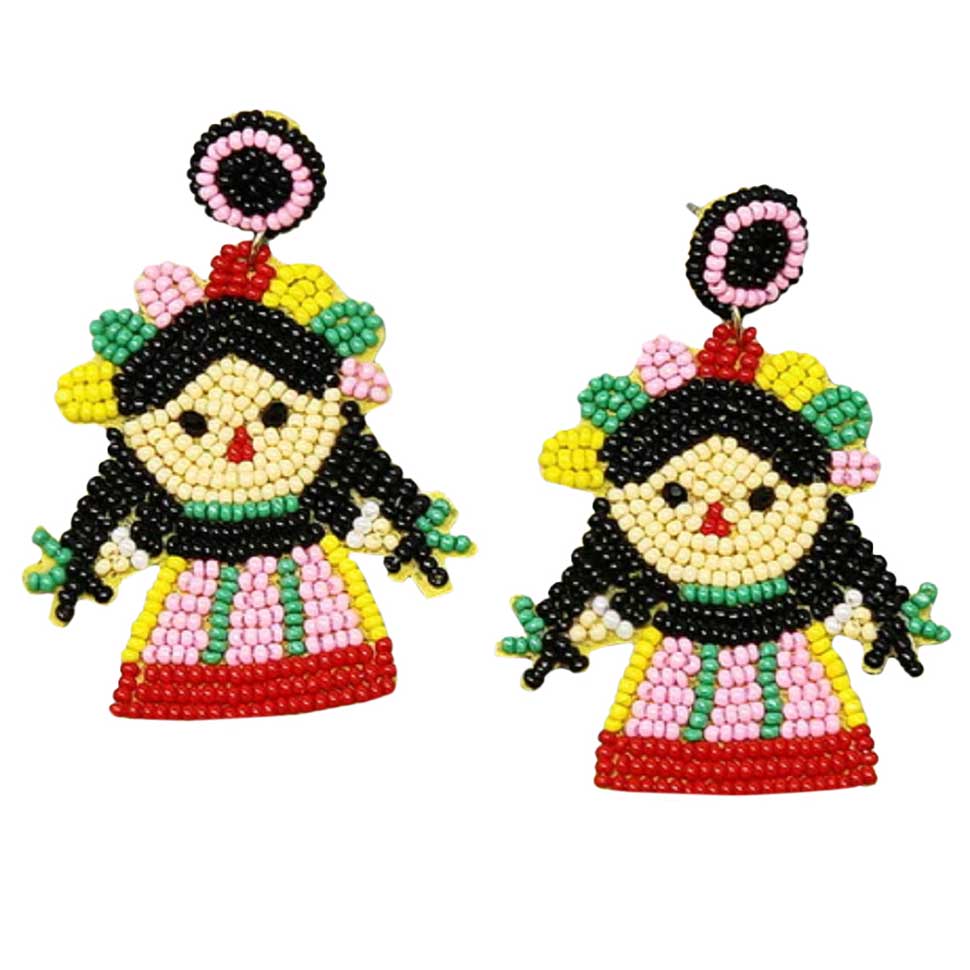 Multi Cinco De Mayo Festive Girl Seed Bead Earrings, perfectly go with any outfit and show your trendy choice to make you stand out on your Cinco De Mayo occasion. Wear this seed bead earring while attending a Cinco De Mayo occasion. It can be worn with any daily wear such as shirts, dresses, T-shirts, etc. These Seed Bead earrings will garner compliments all day long. Whether day or night or wearing a dress or a coat, these earrings will make you look more glamorous and beautiful. 