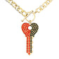 Multi Color Block Crystal Rhinestone Pave Heart Key Pendant Toggle Necklace. Beautifully crafted design adds a gorgeous glow to any outfit. Jewelry that fits your lifestyle! Perfect Birthday Gift, Valentine's Day Gift, Anniversary Gift, Mother's Day Gift, Anniversary Gift, Graduation Gift, Prom Jewelry, Just Because Gift.