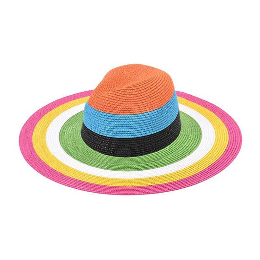 Multi Color Block Panama Straw Sun Hat, adds a great accent to your wardrobe. This elegant timeless & classic sun hat looks cool & fashionable. Perfect for that bad hair day, or simply casual everyday wear; these straw sun hat is a great gift for that fashionable on-trend friend. Perfect Gift Birthday, Holiday, Christmas, Anniversary, Valentine's Day