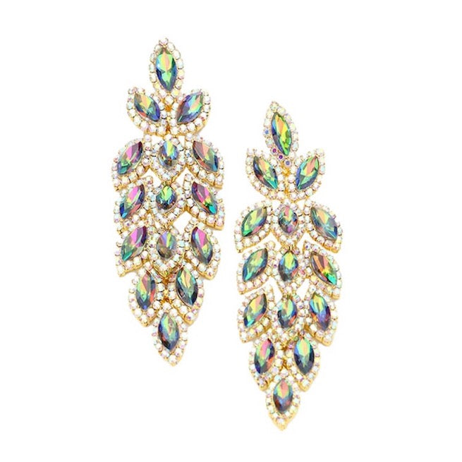 Multicolor Classic, Elegant Crystal Stone Leaf Cluster Marquise Evening Earrings Crystal Leaf Earrings Marquise Earrings Special Occasion ideal for parties, weddings, graduation, prom, holidays, pair these stud back earrings with any ensemble for a polished look. Birthday Gift, Mother's Day Gift, Anniversary Gift, Quinceanera