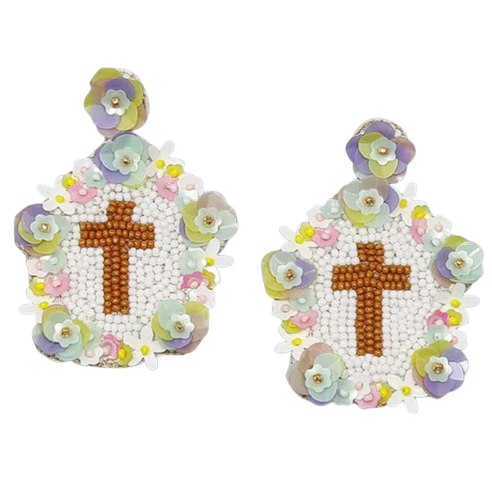 Multi Easter Egg With Cross Seed Bead Earrings, embrace the easter spirit with these easter egg seed bead earrings. These adorable dainty gift earrings are bound to cause a smile or two. Perfect for the festive season. These cross-themed easter earrings are also suitable for daily wear. Delicate designs will never go out of style, unique on religious & special days. Surprise your loved ones with this Easter egg with cross earrings. This a great gift idea for your wife, mom, or your loving one.