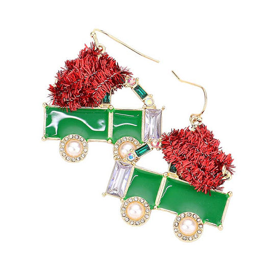 Multi Enamel Stone Embellished Christmas Cart Dangle Earrings, elegance and cuteness becomes you in these lightweight and playful, shiny glamorous Christmas earrings, get into the Christmas spirit with these gorgeous handcrafted Christmas Cart Dangle Christmas earrings, they will dangle on your earlobes & bring a smile to those who look at you. Perfect Gift December Birthdays, Christmas, Stocking Stuffers, Secret Santa, BFF, etc.