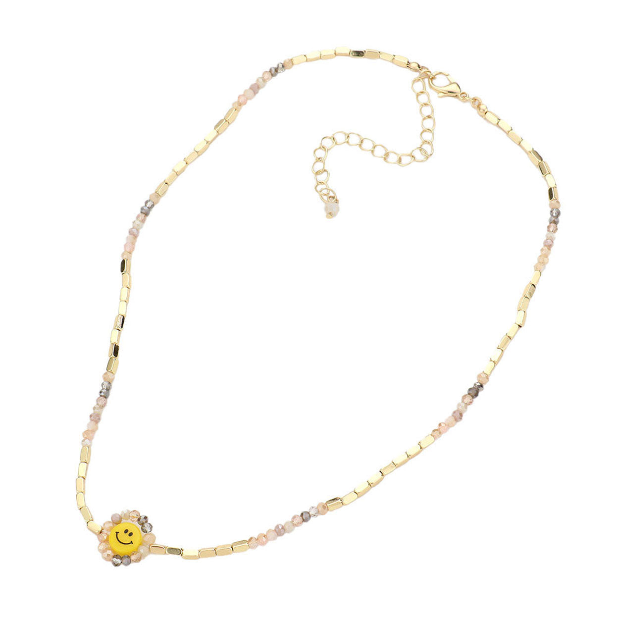 Multi Faceted Bead Trimmed Smile Accented Necklace, put on a pop of color to complete your ensemble. Perfect for adding just the right amount of shimmer & shine and a touch of class to special events. Perfect Birthday Gift, Anniversary Gift, Mother's Day Gift, Graduation Gift, Valentine’s Gift.