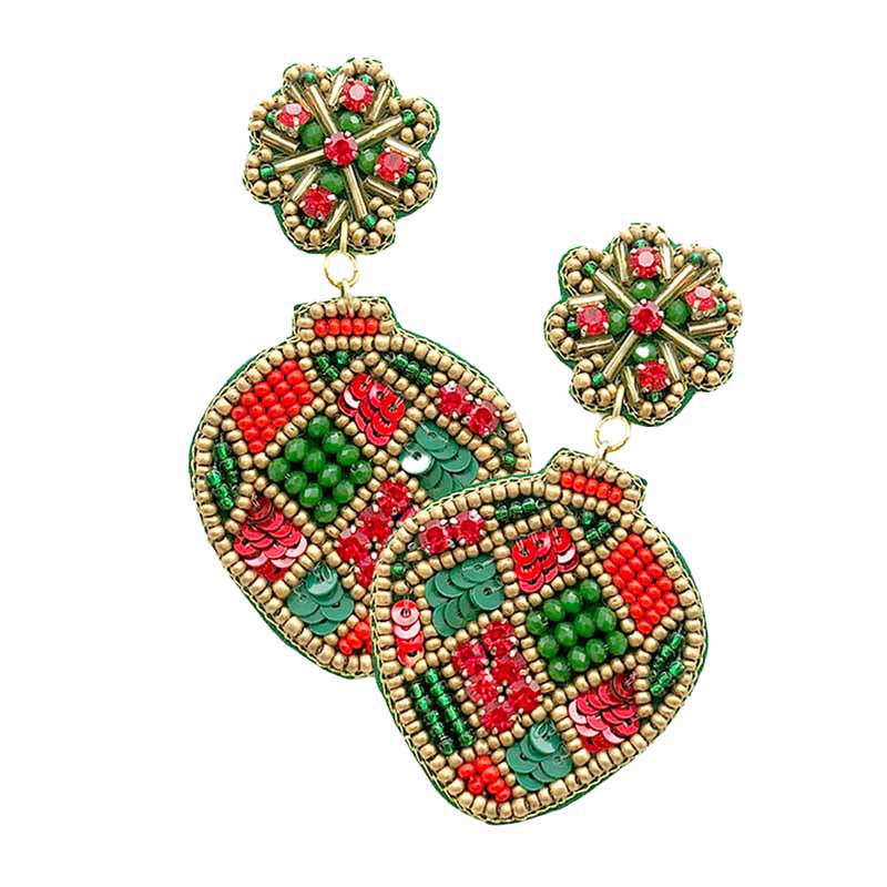 Multi Felt Back Beaded Dangle Earrings, Felt back detailed beaded handcrafted jewelry that fits your lifestyle, Dangle earring add extra special to your outfit! Enhance your attire with these beautiful artisanal earrings to show off your fun trendsetting style. Lightweight and comfortable for wearing all day long. Perfect for wearing to Christmas parties, or if you just want to be festive during the holidays!