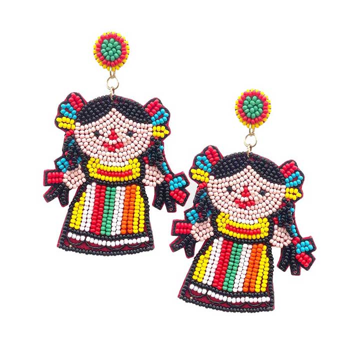 Multi Felt Back Colorful Seed Beaded Girl Dangle Earrings, put on a pop of color to complete your ensemble. Beautifully crafted design adds a gorgeous glow to any outfit. Perfect for adding just the right amount of shimmer & shine. Perfect for Birthday Gift, Anniversary Gift, Mother's Day Gift, Graduation Gift, Valentine's Day Gift.