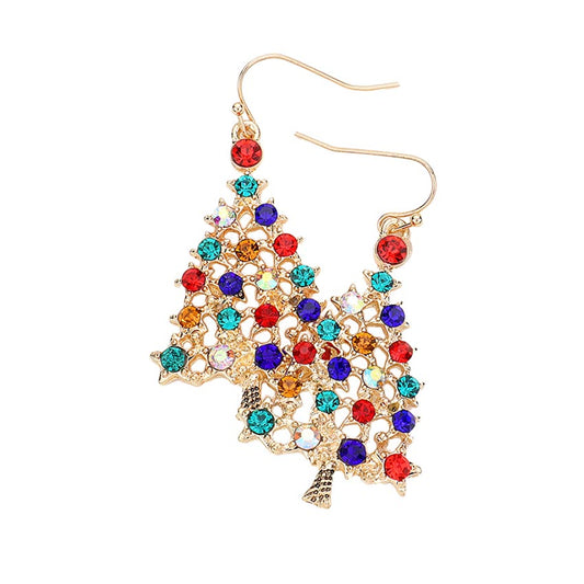 Multi Gold Trendy Christmas Tree Dangle Earrings, Show your spirit with these fantastic Christmas Tree Earrings! Carry the spirit of Christmas with you wherever you go. They will dangle on your earlobes & bring a smile to those who look at you. Great gifts for Christmas, Thanksgiving, New Year, Anniversary Gift, Mother's Day Gift, Graduation Gift, Gift, Birthday and other special occasions.