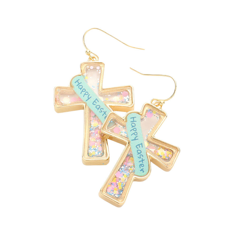 Multi Happy Easter Message Confetti Cross Dangle Earrings, are the perfect addition to your Easter outfit! Perfect for the festive season. Surprise your loved ones with this Easter Message Confetti Cross Dangle earrings. This a great gift idea for your wife, mom, or your loving one.