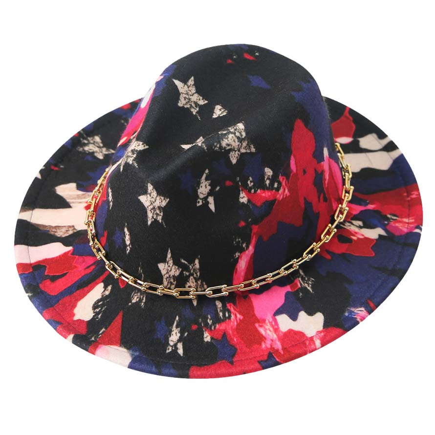 Multi Hardware Chain Band Multi Color Printed Fedora Hat, is a cool and comfortable outdoor accessory. whether you’re basking under the summer sun at the beach, or lounging by the pool, a great hat can keep you cool and comfortable even when the sun is high in the sky. Large, comfortable, and ideal for travelers who are spending time in the outdoors. The multi-color print gives you a unique yet beautiful look. Stay cool and comfortable!