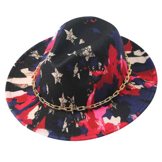 Multi Hardware Chain Band Multi Color Printed Fedora Hat, is a cool and comfortable outdoor accessory. whether you’re basking under the summer sun at the beach, or lounging by the pool, a great hat can keep you cool and comfortable even when the sun is high in the sky. Large, comfortable, and ideal for travelers who are spending time in the outdoors. The multi-color print gives you a unique yet beautiful look. Stay cool and comfortable!