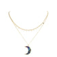 Multi Metal Star Station Druzy Crescent Moon Pendant Double Layered Necklace. Beautifully crafted design adds a gorgeous glow to any outfit. Jewelry that fits your lifestyle! Perfect Birthday Gift, Anniversary Gift, Mother's Day Gift, Anniversary Gift, Graduation Gift, Prom Jewelry, Just Because Gift, Thank you Gift.