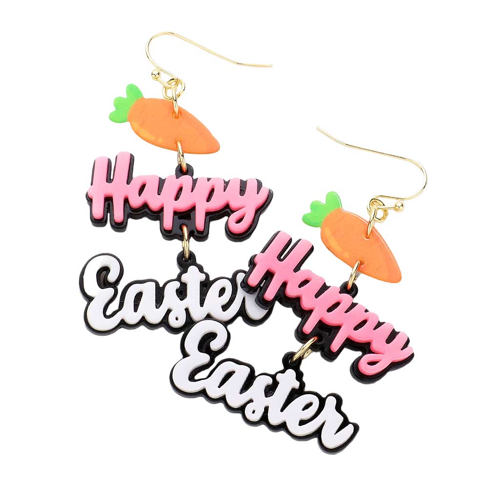 Multi Resin Carrot Happy Easter Message Link Dangle Earrings, are fun handcrafted jewelry that fits your lifestyle, adding a pop of pretty color. Perfect for the festive season, embrace the Easter spirit with these cute earrings. Surprise your loved ones on this Easter Sunday occasion, great gift idea for your Wife, Mom, etc