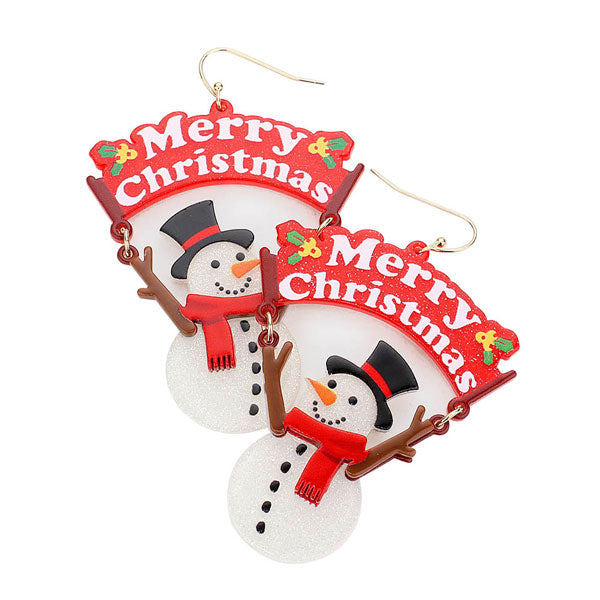 Multi Resin Merry Christmas Snowman Dangle Earrings, get into the Christmas spirit with our gorgeous handcrafted Christmas earrings, they will dangle on your earlobes & bring a smile to those who look at you. Coordinate these earrings with any ensemble from business casual wear, Lightweight and comfortable for wearing all through the week. Perfect Gift December Birthdays, Christmas, Stocking Stuffers, Secret Santa, BFF, etc.