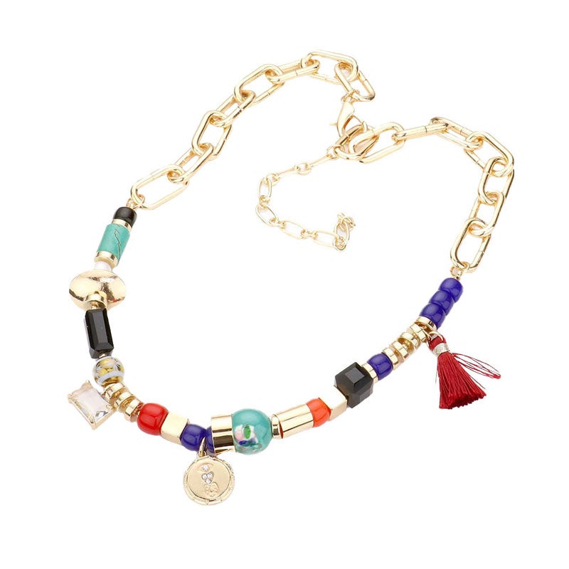 Multi Rhinestone Evil Eye Heart Horseshoe Metal Disc Tassel Pendant Freshwater Pearl Multi Beaded Necklace. Beautifully crafted design adds a gorgeous glow to any outfit. Jewelry that fits your lifestyle! Perfect Birthday Gift, Anniversary Gift, Mother's Day Gift, Anniversary Gift, Graduation Gift, Prom Jewelry Gift.