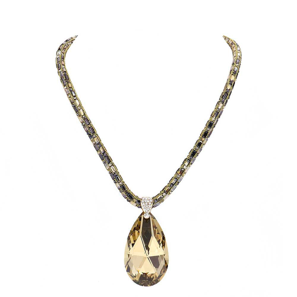 Multi Teardrop Pendant Bling Necklace, Add this simple teardrop Pendant necklace to any look for a hint of bling! delicately polished necklace will enhance your look, versatile enough for wearing straight through the week, perfectly lightweight for all-day wear, coordinate with any ensemble from business casual to everyday wear, the perfect addition to every outfit. Adds a touch of nature-inspired beauty to your look. 