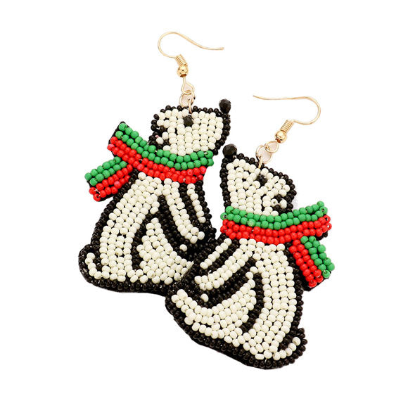 Multi White Faceted Bubble Bead Christmas Bear Earrings, put on a pop of color to complete your ensemble. Perfect for adding just the right amount of shimmer & shine and a touch of class to special events. Perfect Birthday Gift, Anniversary Gift, Mother's Day Gift, Graduation Gift.