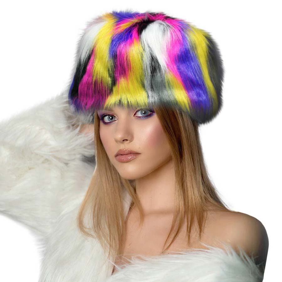 Multi Faux Fur Bucket Hat, Show your trendy side with this chic Faux Fur Bucket Hat. Have fun and look Stylish anywhere outdoors. Great for covering up when you are having a bad hair day. Perfect for protecting you from the sun, rain, wind, snow, beach, pool, camping, or any outdoor activities. Amps up your outlook with confidence with this trendy bucket hat.