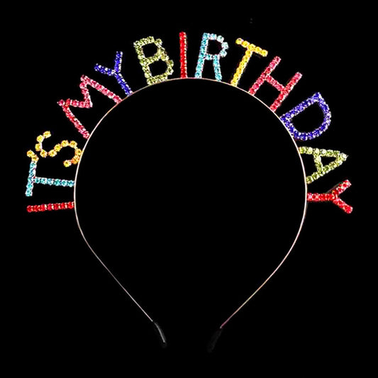 It’s My Birthday Rhinestone Headband - Multi - Headbands