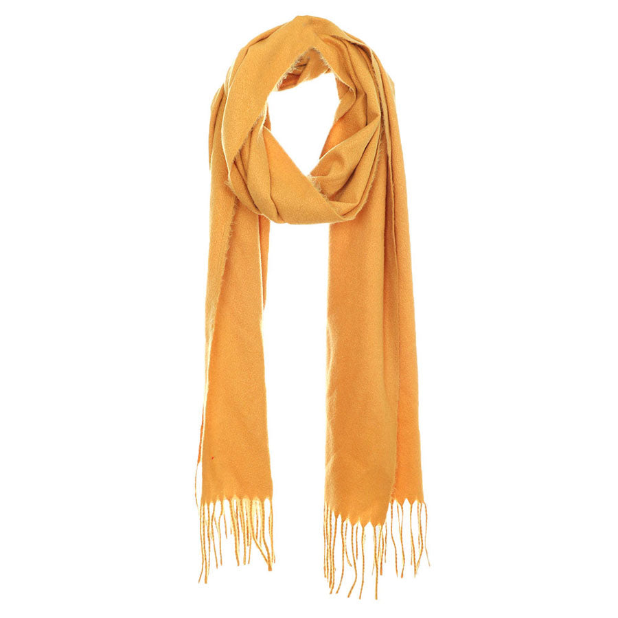 Mustard Fall Winter Solid Tassel Oblong Scarf, on trend & fabulous, a luxe addition to any cold-weather ensemble. Great for daily wear in the cold winter to protect you against chill, classic infinity-style scarf & amps up the glamour with plush material that feels amazing snuggled up against your cheeks.