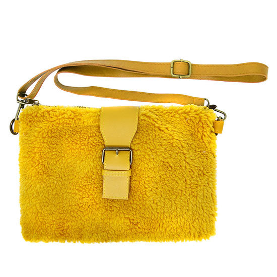 Mustard Fashionable Sherpa Fleece Belt Crossbody Bag, This high quality belt crossbody bag is both unique and stylish. perfect for money, credit cards, keys or coins, comes with a wristlet for easy carrying, light and simple. Look like the ultimate fashionista carrying this trendy Shimmery Sherpa Fleece Belt Crossbody Bag!