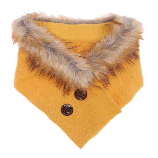 Mustard Faux Fur Collar Scarf Double Button Detail Scarf Scarf Faux Fur Shrug, warm cozy over the shoulder scarf, plushy addition to any cold-weather ensemble, adds a modern touch to the cozy style with a furry faux fur accent. Put over jacket, jazz up your look Perfect Gift Birthday, Valetnine's Day Gift,, Anniversary Gift, Night Out