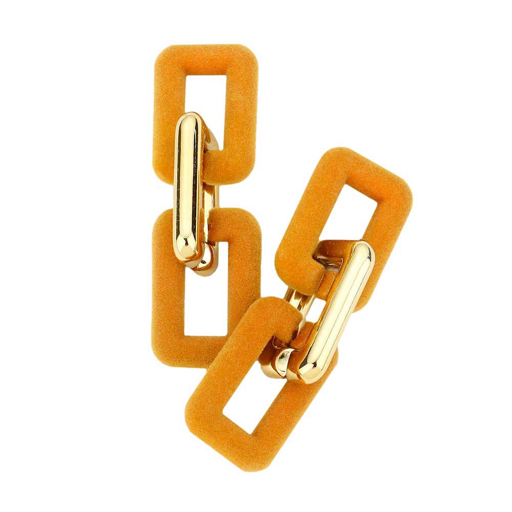 Mustard Faux Suede Open Rectangle Link Dangle Earrings, These Earrings sure to make an impression with career or weekend wear. Add something special to your outfit! These dainty, modern, minimalist-style earrings can be worn daily as well as on special occasions. It will be your new favorite accessory. Perfect Birthday Gift, Anniversary Gift, Mother's Day Gift, Graduation Gift, Prom Jewelry, Just Because Gift, Thank you Gift.