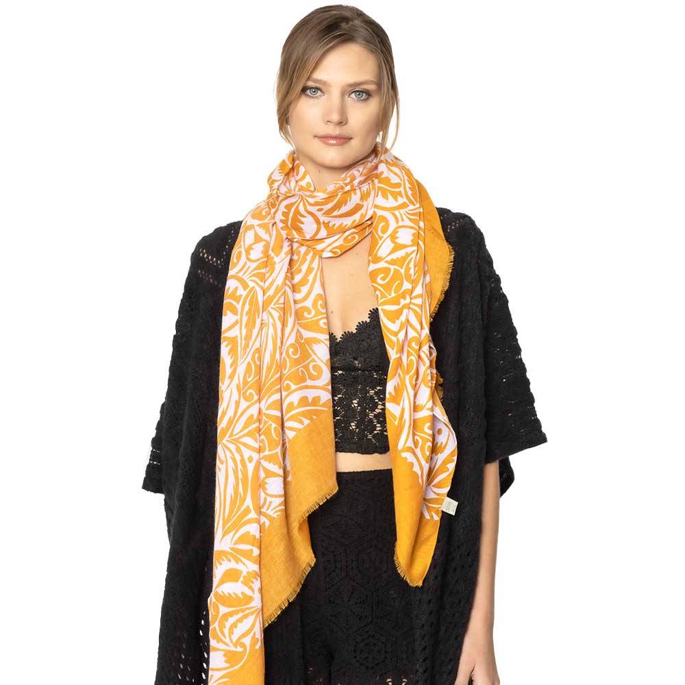 Mustard Floral Paisley Printed Oblong Scarf, this timeless floral printed oblong scarf is a soft, lightweight, and breathable fabric, close to the skin, and comfortable to wear. Sophisticated, flattering, and cozy. look perfectly breezy and laid-back as you head to the beach. A fashionable eye-catcher will quickly become one of your favorite accessories.