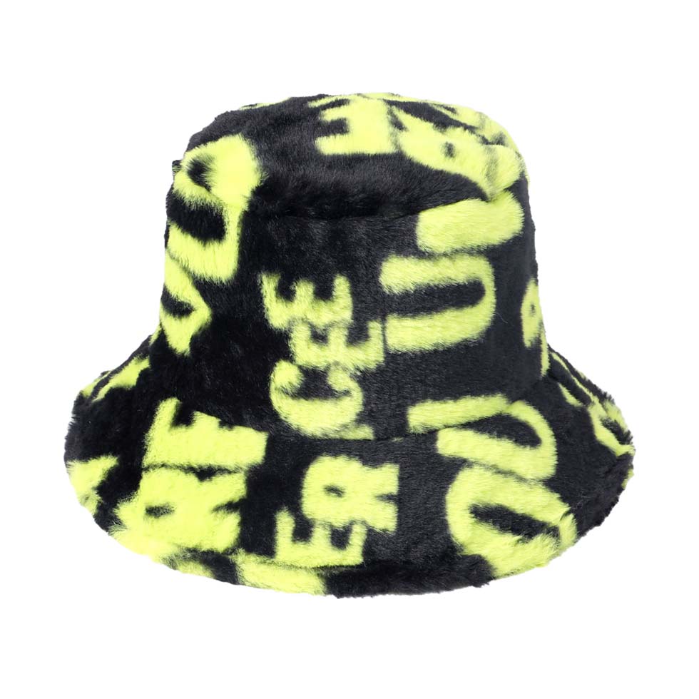 Mustard Patterned Faux Fur Bucket Hat, show your trendy side with this Patterned bucket hat. Adds a great accent to your wardrobe. This elegant, timeless & classic Bucket Hat looks fashionable. Perfect for that bad hair day, or simply casual everyday wear.  Accessorize the fun way with this Fux Fur bucket hat. It's the autumnal touch you need to finish your outfit in style.