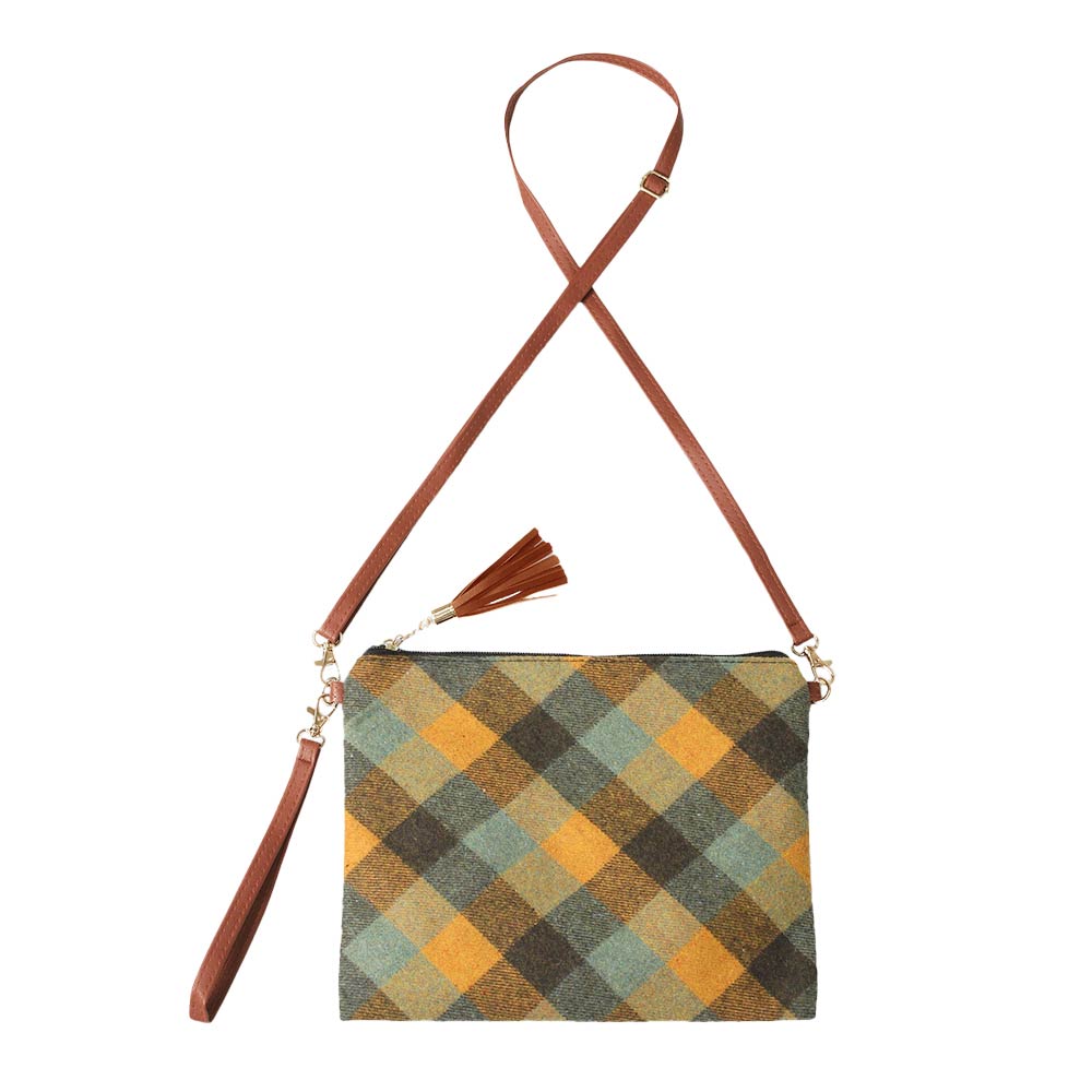 Mustard Plaid Check Crossbody Clutch Bag, extends your fashion and confidence. These trendy and colorful bags come with adjustable and detachable hand straps to enhance your comfortability. Different colors give you the choice to take your own. It's lightweight and easy to carry. A perfect gift for birthdays, holidays, Christmas, New year, etc.