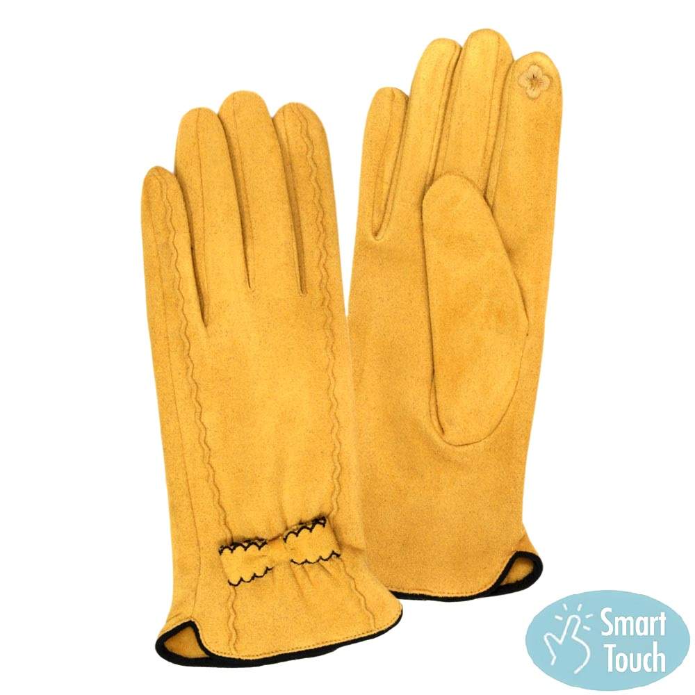 Mustard Smart Touch Gloves easy phone use, Chain Plaid Gloves warm comfy faux suede trendy, elegant cold weather design, finished with a hint of stretch for comfort & flexibility. Tech-friendly ideal for staying on the go. Birthday Gift, Christmas Gift, Valentine's Day Gift, Anniversary Gift, Regalo de Navidad