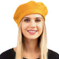 Mustard  Women Beret Hat Solid Color Stretchy Beret Cap, Stretchy Solid Beret Stylish Hat; this hat is snug on the head and works well to keep rain off the head, out of the eyes, and also the back of the neck. Wear it to lend a modern liveliness above a raincoat on trans-seasonal days in the city. Perfect Gift for that fashion-forward friend