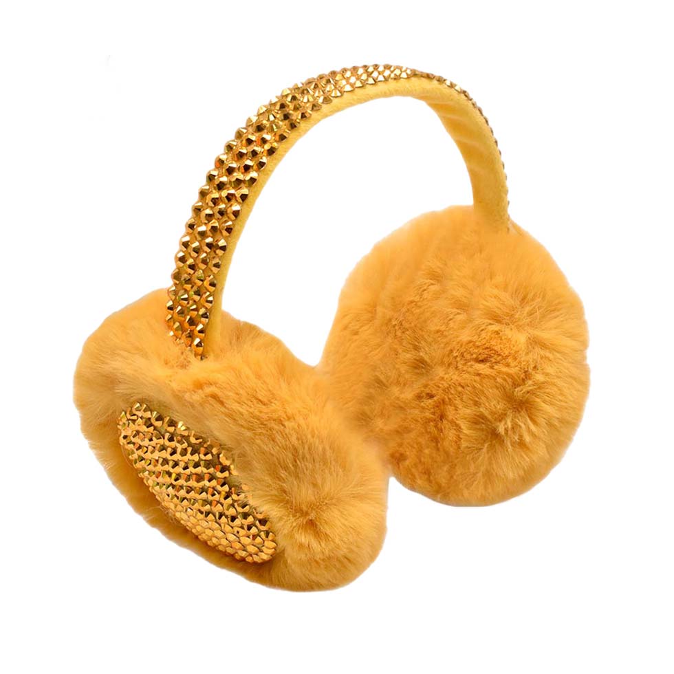 Mustard Studded Fluffy Plush Fur Foldable Earmuff, is soft & furry that will shield your ears from cold winter weather ensuring all-day comfort. The plush fur foldable design earmuff creates a cozy feel & gives you a trendy look. It's both comfy and fashionable. These are so soft and toasty that you’ll want to wear them everywhere, especially while running out of the door in the cold weather in the mood.
