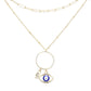 Navy Open Metal Circle Hamsa Hand Evil Eye Link Pendant Double Layered Necklace, Get ready with these Pendant Double Layered, put on a pop of color to complete your ensemble. Perfect for adding just the right amount of shimmer & shine . Perfect Birthday Gift, Anniversary Gift, Mother's Day Gift, Graduation Gift.