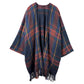 Navy Plaid Check Patterned Poncho, ensure your upper body stays perfectly toasty when the temperatures drop, timelessly beautiful, gently nestles around the neck and feels exceptionally comfortable to wear this multi color checker poncho. A fashionable eye catcher, will quickly become one of your favorite accessories, warm and goes with all your winter outfits.