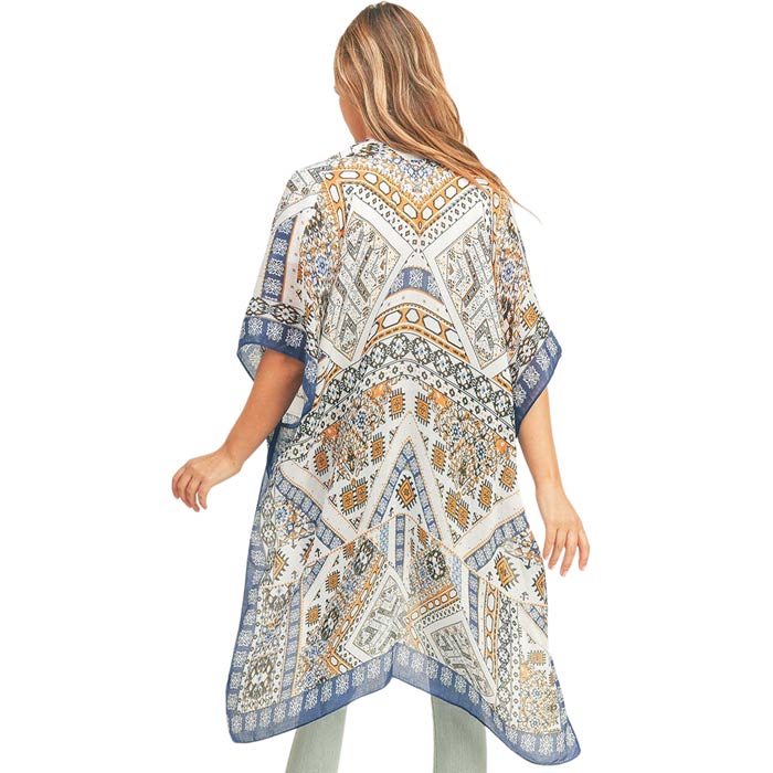 Navy Abstract Patterned Cover Up Kimono Poncho, this timeless abstract patterned kimono Poncho is soft, lightweight, and breathable fabric, close to the skin, and comfortable to wear. Suitable for beaches, parties, clubs, nights, evenings, and any season. Perfect gift for a wife, birthday, holiday, or fun night out.