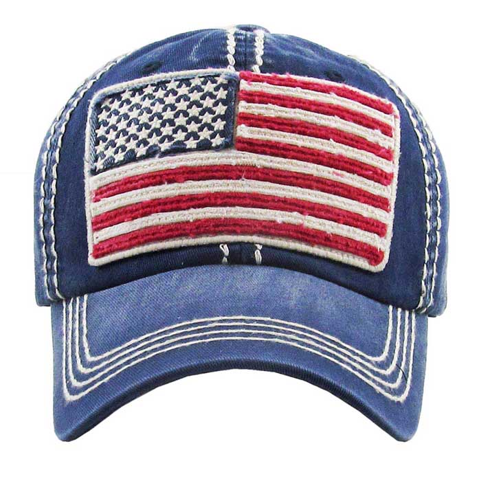 Navy American USA Flag Vintage Baseball Cap; Show your patriotic side with this cute patriotic  USA flag style American Flag baseball cap. Perfect to keep the sun out of your eyes, and to pull your hair back during exercises such as walking, running, biking, hiking, and more! Adjustable Velcro strap gives you the perfect fit.
