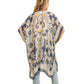 Navy Bohemian Patterned Cover Up Kimono Poncho, The lightweight poncho top is made of soft and breathable Polyester material. short sleeve swimsuit cover up with open front design, simple basic style, easy to put on and down. Perfect Gift for Wife, Mom, Birthday, Holiday, Anniversary, Fun Night Out.