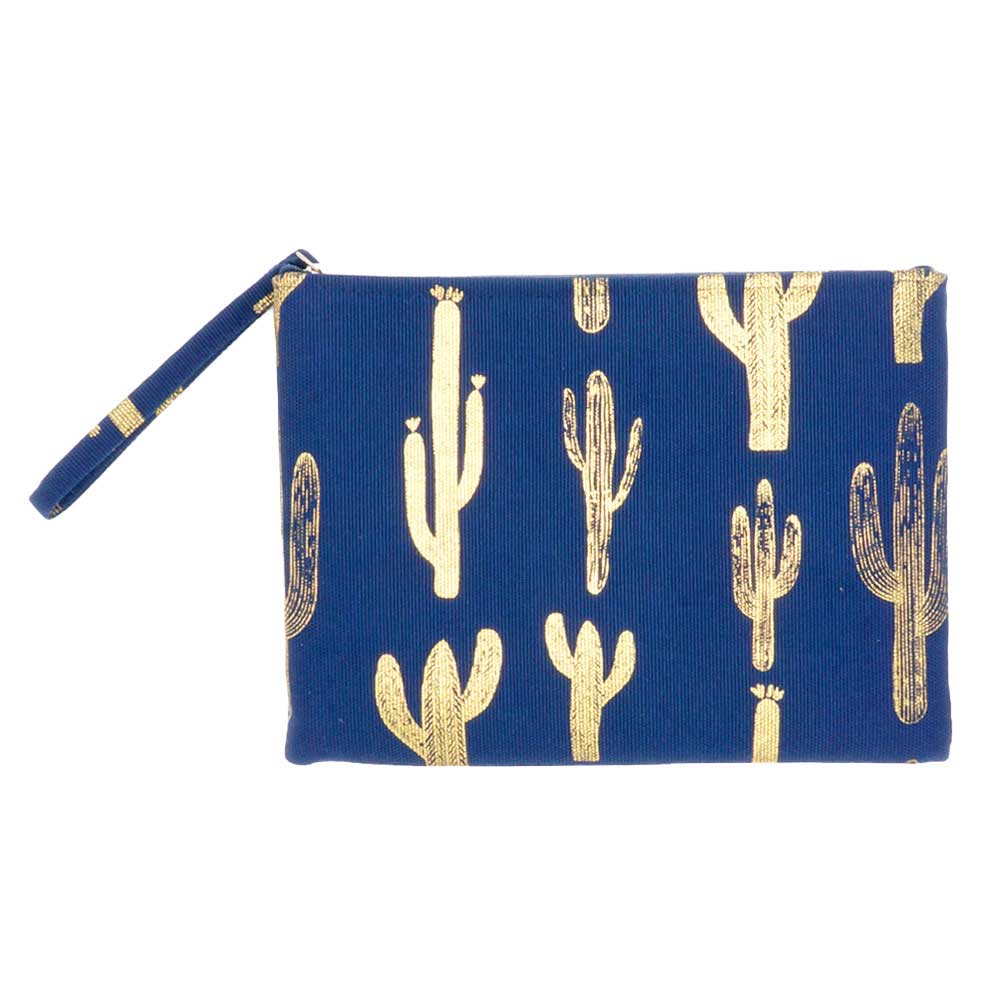 Navy Metallic Cactus Patterned Pouch Clutch Bag. Take your love for statement accessorizing to a new level of affection with these Pouch Clutch Bag! Highlight your appearance, grasp everyone's eye in your party. Perfect gift on Christmas, Valentine's Day, Anniversaries as well as birthday for your beloved ones.