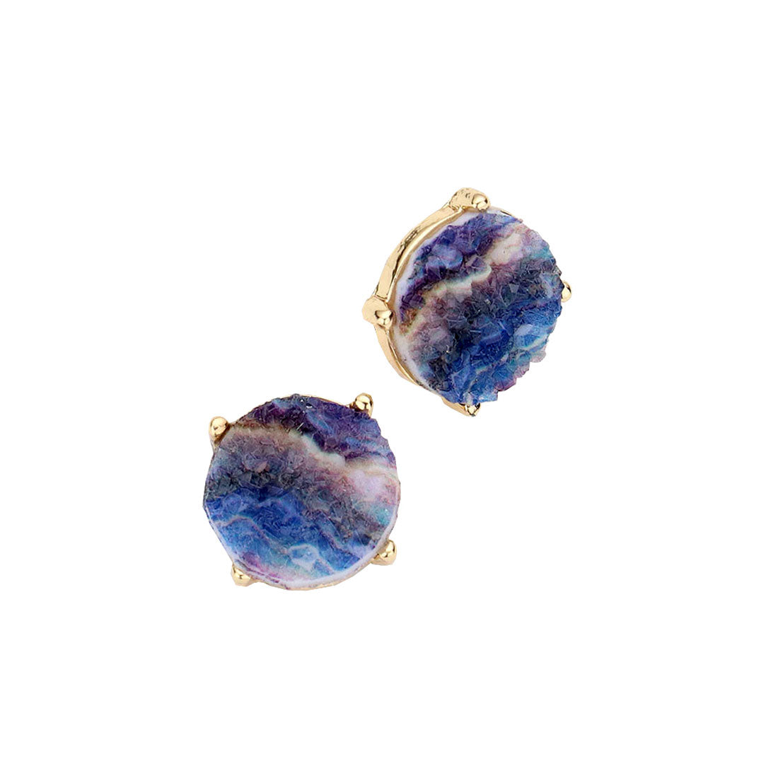 NavyRound Druzy Stud Earrings. Get ready with these bright earrings, put on a pop of color to complete your ensemble. Perfect for adding just the right amount of shimmer & shine and a touch of class to special events. Perfect Birthday Gift, Anniversary Gift, Mother's Day Gift, Graduation Gift.