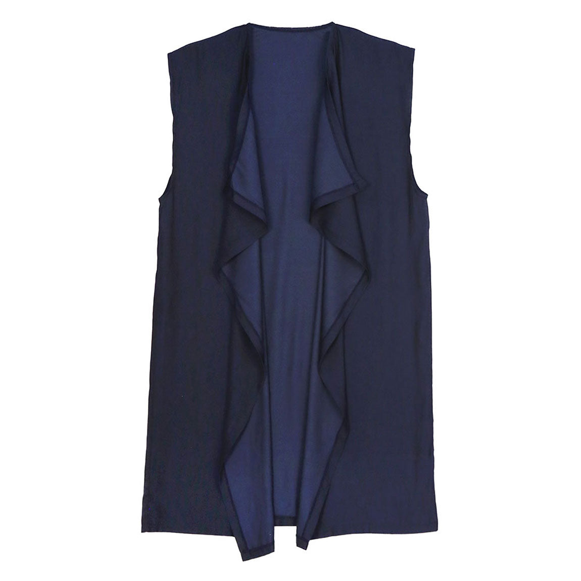 Navy Waterfall Lapel Satin Vest, Luxurious, trendy, super soft chic capelet, keeps you warm and toasty. You can throw it on over so many pieces elevating any casual outfit! Perfect Gift for Wife, Birthday, Holiday, Christmas, Anniversary, Fun