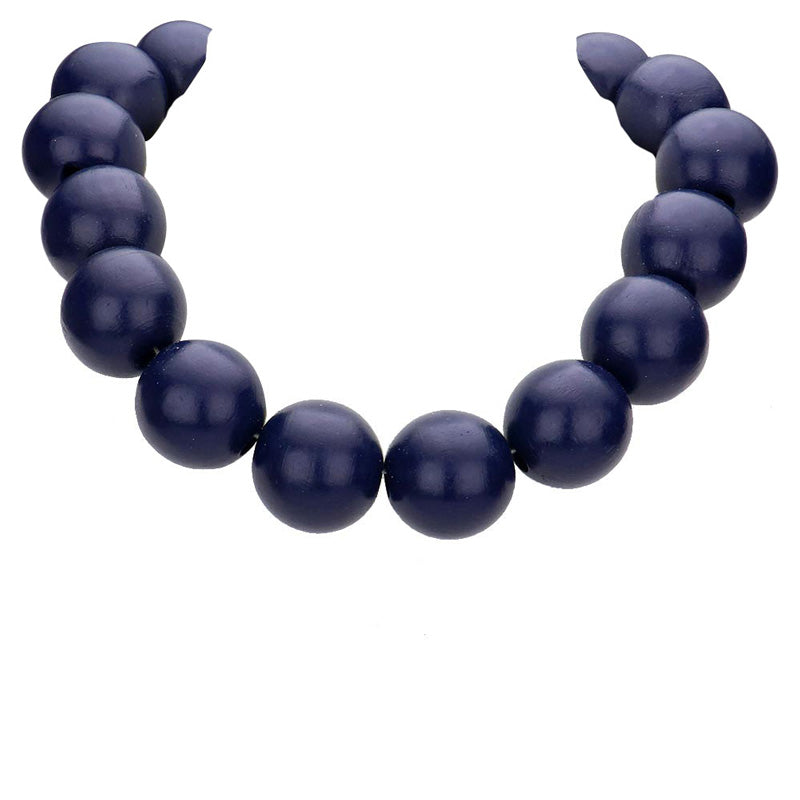 Navy Wood Ball Necklace, delicately polished necklace will enhance your look, versatile enough for wearing straight through the week, perfectly lightweight for all-day wear, coordinate with any ensemble from business casual to everyday wear, the perfect addition to every outfit. Adds a touch of nature-inspired beauty to your look.  